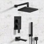 Remer TSH33 Matte Black Tub and Shower Faucet Set with Handheld, Rain Shower Head